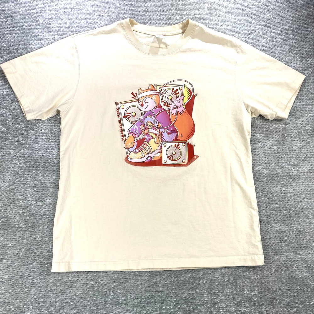 Famous Fox‎ Federation Graphic Tee Cotton Large Cream Short Sleeve Streetwear